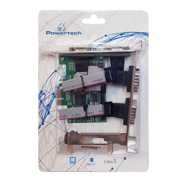 POWERTECH κάρτα επέκτασης PCIe σε 4x Serial DB9 SLOT-031, Chipset CH384L