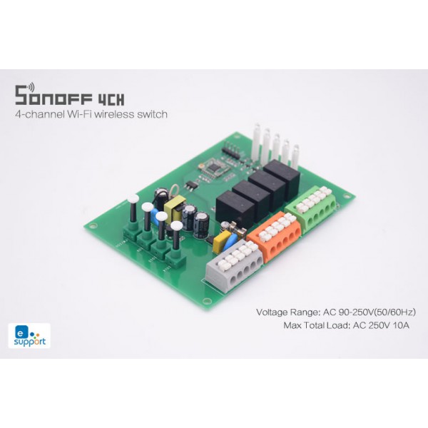 SONOFF Smart Διακόπτης WiFi 4CH R2, 4 θέσεων, 10A, WiFi, λευκό SONOFF Smart Διακόπτης WiFi 4CH R2, 4 θέσεων, 10A, WiFi, λευκό