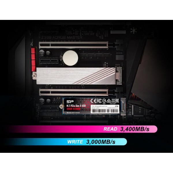 SILICON POWER SSD PCIe Gen3x4 M.2 2280 UD70, 2TB, 3.400-3.000MB/s SILICON POWER SSD PCIe Gen3x4 M.2 2280 UD70, 2TB, 3.400-3.000MB/s