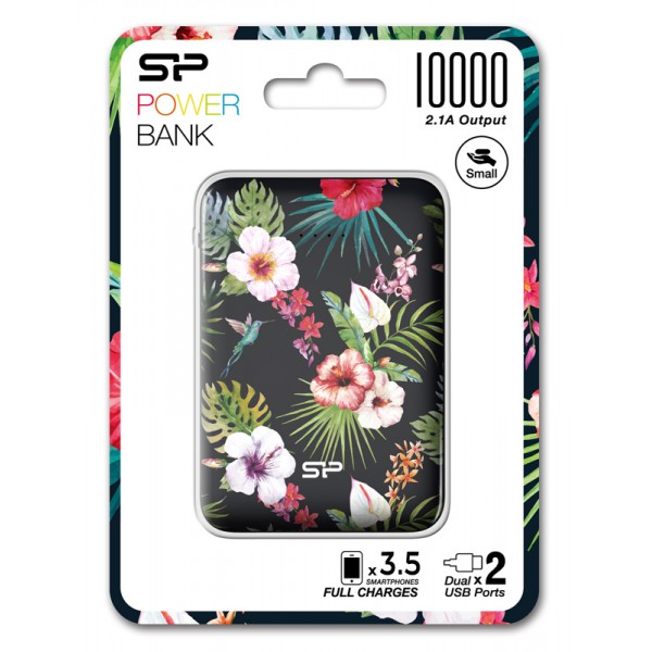 SILICON POWER Power bank C100, 10000mAh, 2x output, 2.1A, μαύρο SILICON POWER Power bank C100, 10000mAh, 2x output, 2.1A, μαύρο