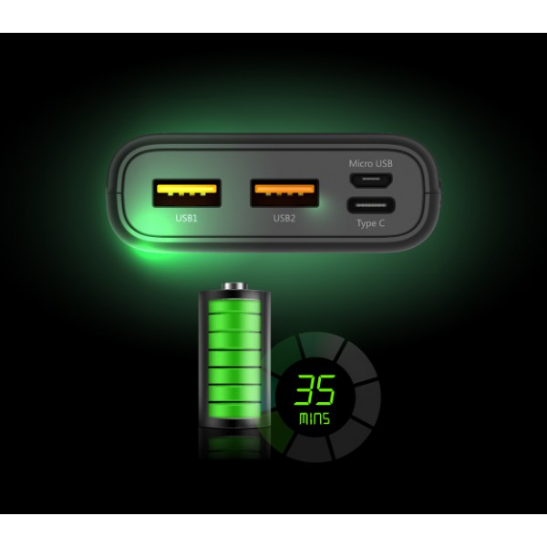 SILICON POWER Power Bank C10QC 10000mAh, 3x output, QC3.0, PD 18W, μαύρο SILICON POWER Power Bank C10QC 10000mAh, 3x output, QC3.0, PD 18W, μαύρο