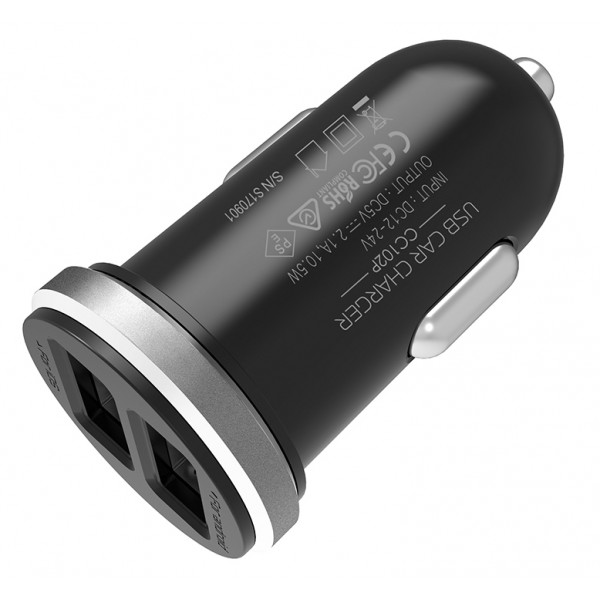 SILICON POWER φορτιστής αυτοκινήτου CC102P, 2x USB, 2.1A, μαύρος