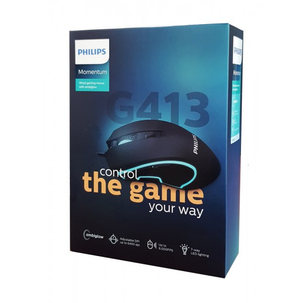 PHILIPS ενσύρματο gaming ποντίκι SPK9413, 6400DPI, 6 πλήκτρα, μαύρο PHILIPS ενσύρματο gaming ποντίκι SPK9413, 6400DPI, 6 πλήκτρα, μαύρο