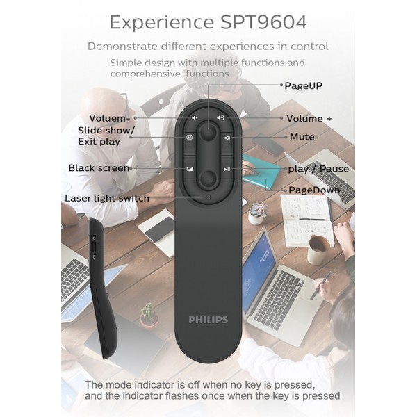 PHILIPS Τηλεχειριστήριο παρουσιάσεων 9604 με laser, ασύρματο, έως 30m PHILIPS Τηλεχειριστήριο παρουσιάσεων 9604 με laser, ασύρματο, έως 30m