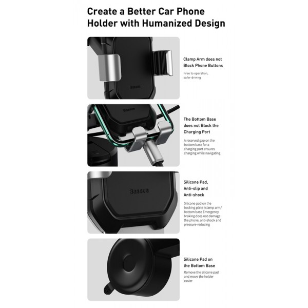 BASEUS βάση smartphone για αυτοκίνητο Tank Gravity SUYL-TK01, μαύρη BASEUS βάση smartphone για αυτοκίνητο Tank Gravity SUYL-TK01, μαύρη