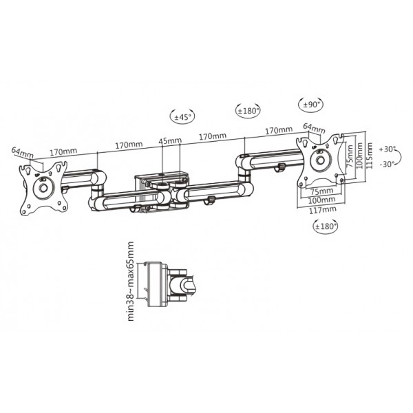 BRATECK βάση για 2 οθόνες SW03-13, SW series, 17-32" BRATECK βάση για 2 οθόνες SW03-13, SW series, 17-32"