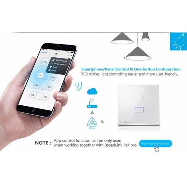 BROADLINK Έξυπνος Διακόπτης τοίχου TC2, Touch & Remote, Διπλός BROADLINK Έξυπνος Διακόπτης τοίχου TC2, Touch & Remote, Διπλός