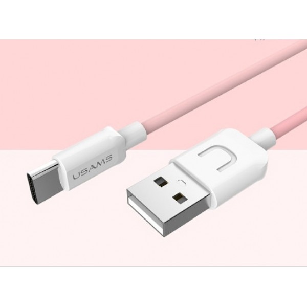 USAMS Καλώδιο USB σε Type-C US-SJ099 U-Turn, 1m, ροζ USAMS Καλώδιο USB σε Type-C US-SJ099 U-Turn, 1m, ροζ