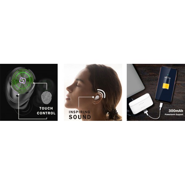 HIFUTURE earphones TidyBuds Pro, power bank, με θήκη φόρτισης, λευκά HIFUTURE earphones TidyBuds Pro, power bank, με θήκη φόρτισης, λευκά