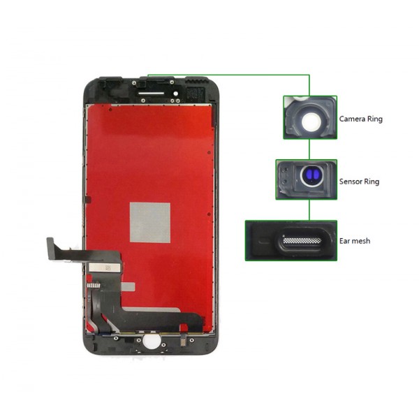 TIANMA High Copy LCD για iPhone 7G, Camera-Sensor ring, ear mesh, Black