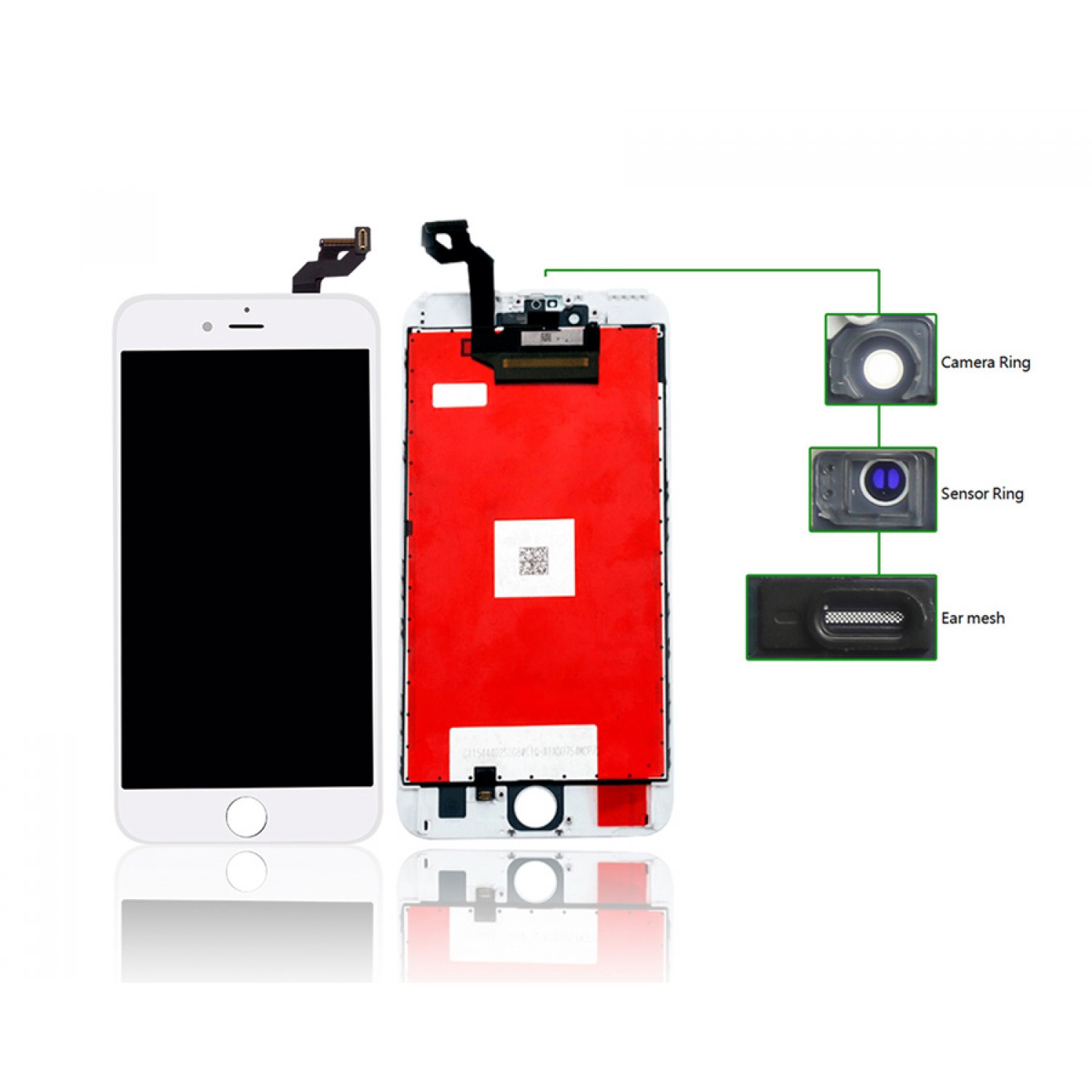 TIANMA High Copy LCD iPhone 6S Plus, Camera-Sensor ring, ear mesh, White TIANMA High Copy LCD iPhone 6S Plus, Camera-Sensor ring, ear mesh, White
