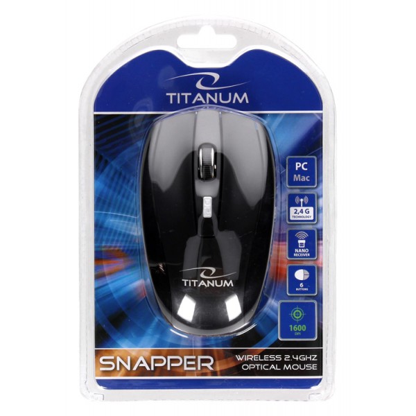 TITANUM ασύρματο ποντίκι Snapper TM105K, οπτικό, 1600DPI, μαύρο TITANUM ασύρματο ποντίκι Snapper TM105K, οπτικό, 1600DPI, μαύρο