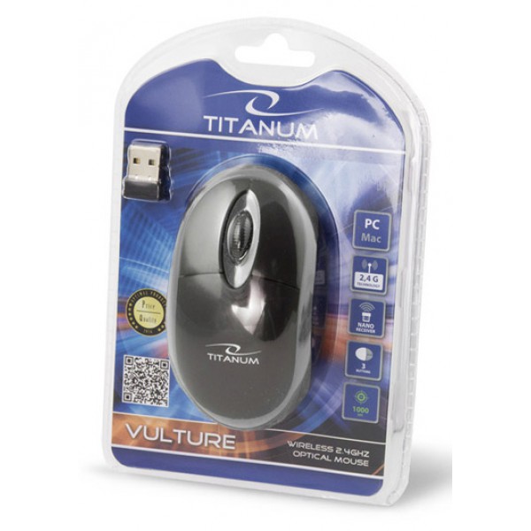 TITANUM ασύρματο ποντίκι Vulture TM116E, οπτικό, 1000DPI, μαύρο-γκρι TITANUM ασύρματο ποντίκι Vulture TM116E, οπτικό, 1000DPI, μαύρο-γκρι