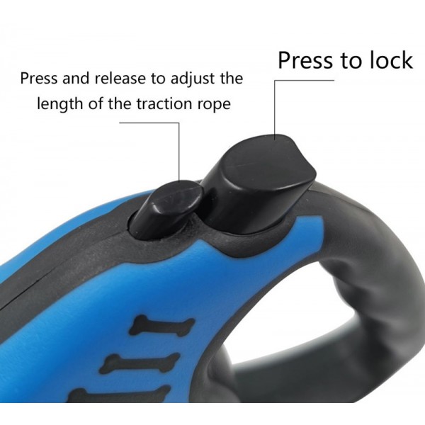 Λουράκι σκύλου TMV-0046, με ιμάντα & stop, 5m, μπλε