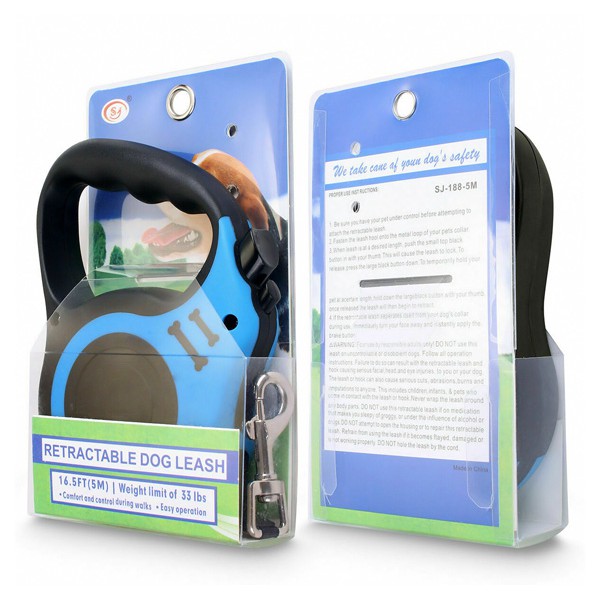 Λουράκι σκύλου TMV-0046, με ιμάντα & stop, 5m, μπλε