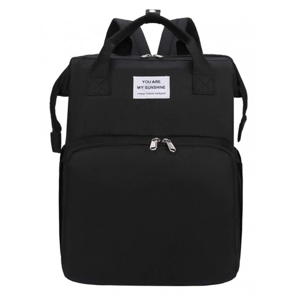 2 in 1 τσάντα πλάτης και παιδικό κρεβατάκι TMV-0048, αδιάβροχη, μαύρη