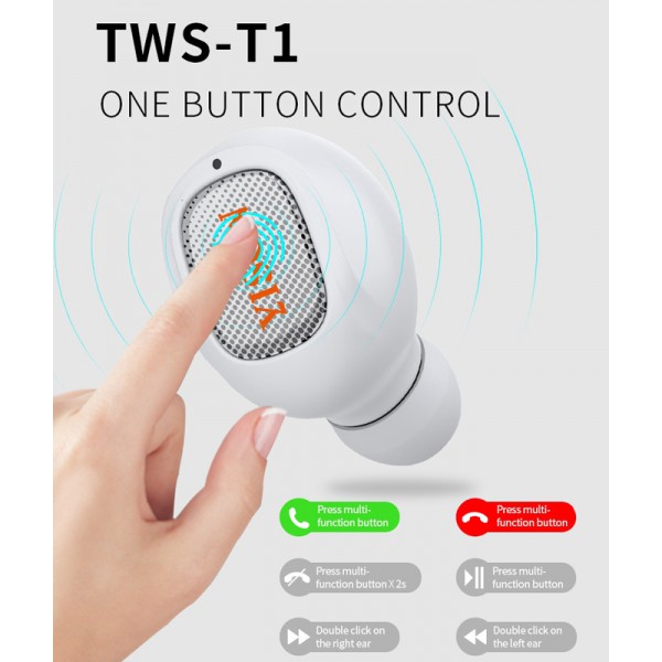 YISON earphones με θήκη φόρτισης TWS-T1, true wireless, bluetooth, γκρι YISON earphones με θήκη φόρτισης TWS-T1, true wireless, bluetooth, γκρι