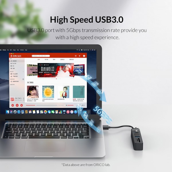 ORICO USB Hub TWU3-3AST, 1x SD, 1x TF, 3x USB ports, μαύρο