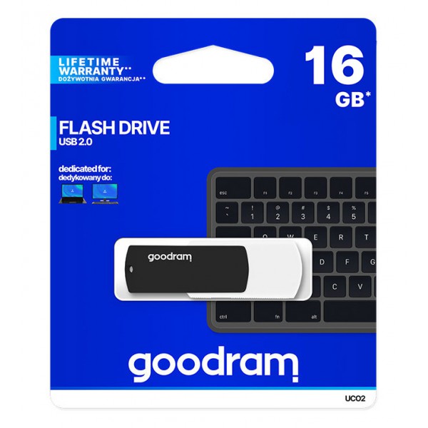GOODRAM USB Flash Drive UCO2 0160KWR11, 16GB, USB 2.0, μαύρο