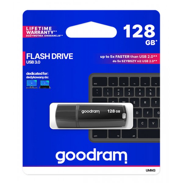 GOODRAM USB Flash Drive UMΜ3 1280K0R11, 128GB, USB 3.0, μαύρο