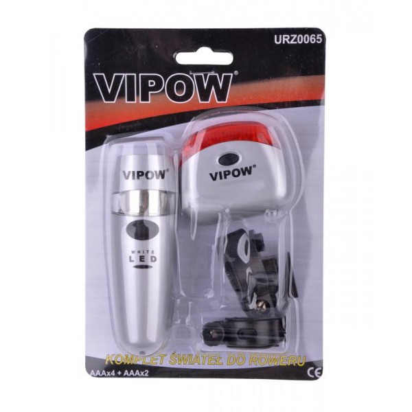 VIPOW σετ φωτισμού ποδηλάτου URZ0065, 5 LED, ασημί