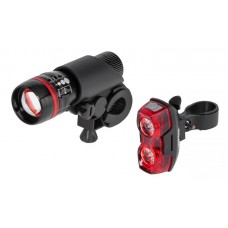 VIPOW σετ φωτισμού ποδηλάτου URZ0910, 1W & 2x 0.5W, μαύρο
