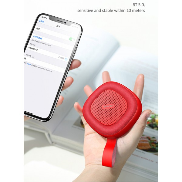 USAMS Φορητό ηχείο Mofa YX4LY02, BT/3.5mm/SD Card, 600mAh, κόκκινο