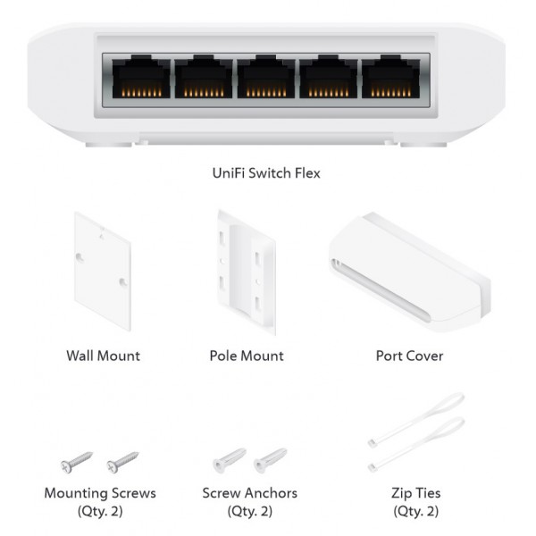 UBIQUITI UniFi Switch Flex USW-FLEX, 5x Gigabit Rj45, indoor/outdoor UBIQUITI UniFi Switch Flex USW-FLEX, 5x Gigabit Rj45, indoor/outdoor