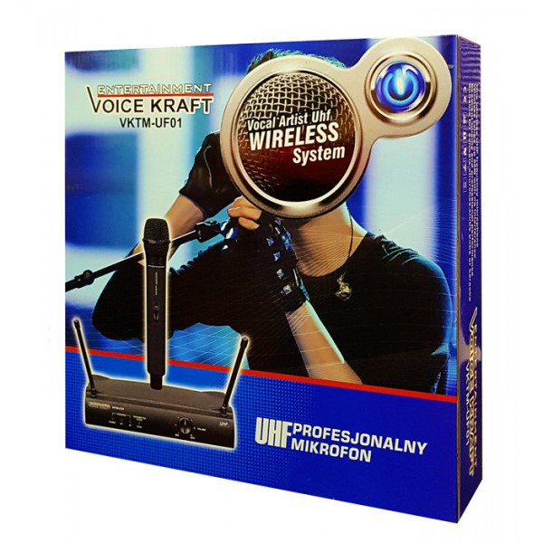 VOICE KRAFT Σετ ασύρματο μικρόφωνο με δέκτη, jack 6.3mm, μαύρη