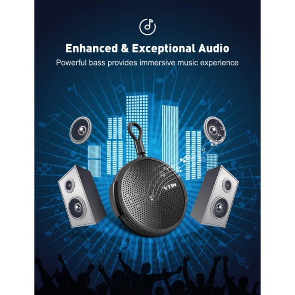 VTIN φορητό ηχείο VNBH221AC, bluetooth, IPX5, 4W RMS, 1000mAh, μαύρο