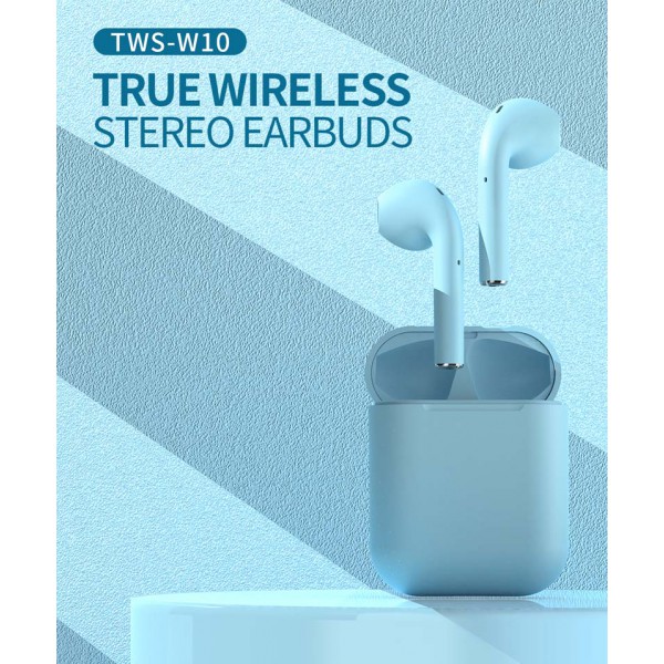 CELEBRAT earphones W10, true wireless, με θήκη φόρτισης, μπλε