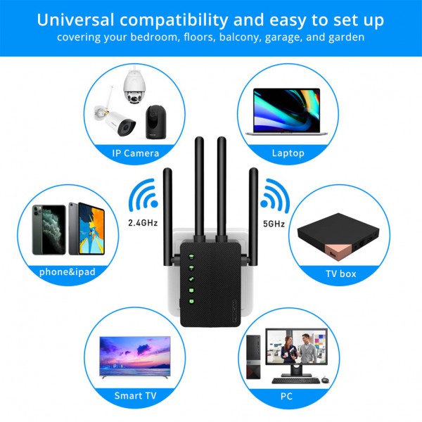 FOSCAM wifi extender WE1, dual-band, 2x θύρες LAN, 1200Mbps AC, μαύρο FOSCAM wifi extender WE1, dual-band, 2x θύρες LAN, 1200Mbps AC, μαύρο