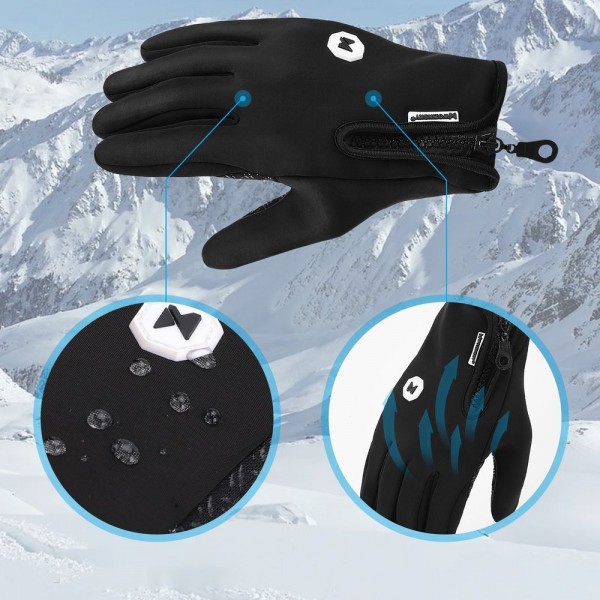 WOZINSKY χειμωνιάτικα γάντια άθλησης WTG1BK, για οθόνη αφής, XL, μαύρα