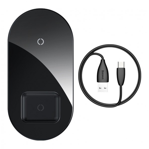 BASEUS διπλός ασύρματος φορτιστής Simple WXJK-01, USB Type-C, 15W BASEUS διπλός ασύρματος φορτιστής Simple WXJK-01, USB Type-C, 15W