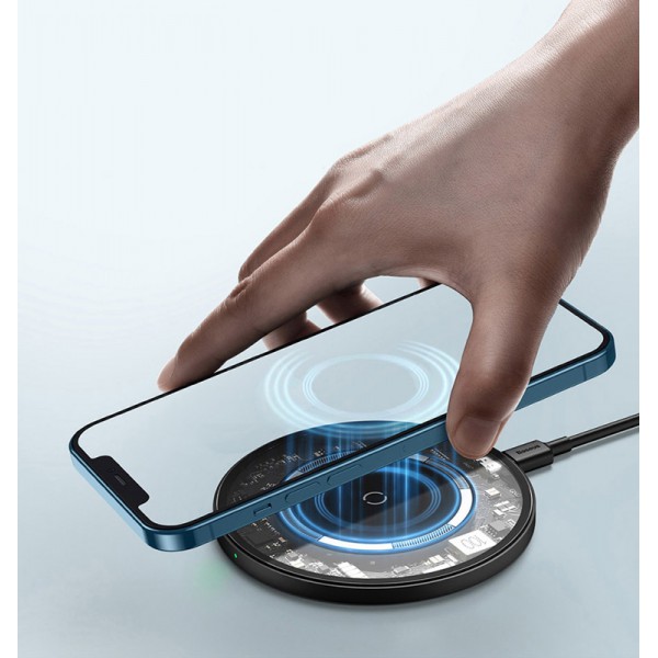 BASEUS ασύρματος φορτιστής WXJK-E02, 15W, διάφανος BASEUS ασύρματος φορτιστής WXJK-E02, 15W, διάφανος