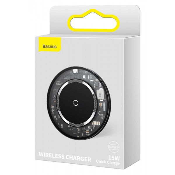 BASEUS ασύρματος φορτιστής WXJK-E02, 15W, διάφανος BASEUS ασύρματος φορτιστής WXJK-E02, 15W, διάφανος