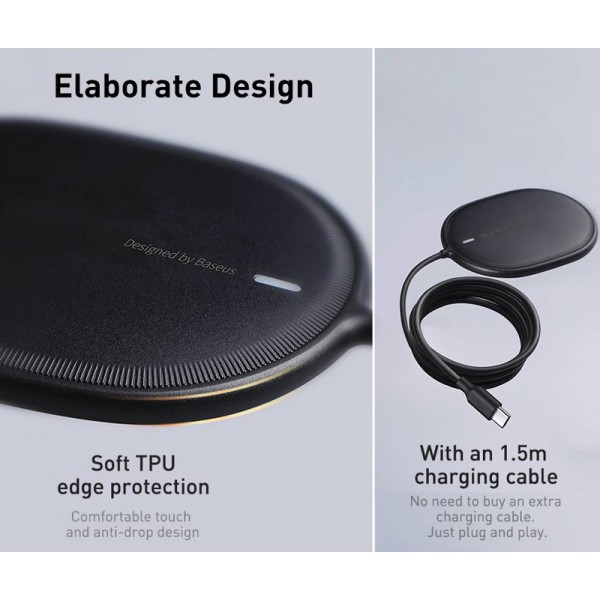 BASEUS ασύρματος φορτιστής WXQJ-01, 15W, μαύρος