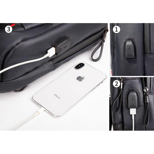 ARCTIC HUNTER Τσάντα Crossbody XB00088-BK, USB, αδιάβροχη, μαύρη