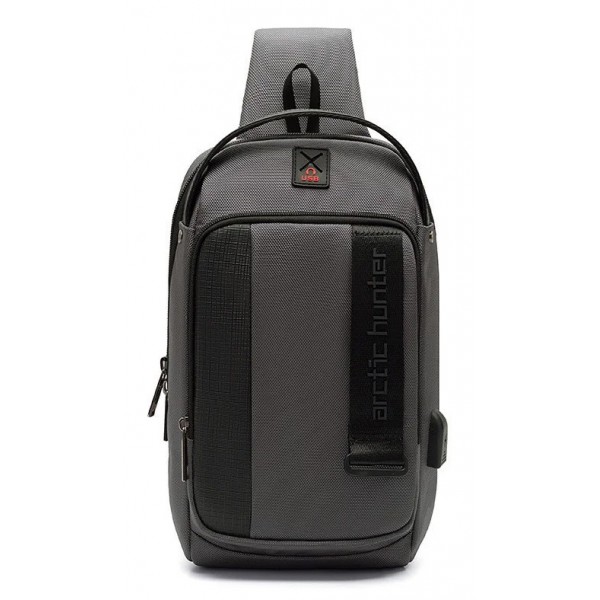 ARCTIC HUNTER Τσάντα Crossbody XB00100-GY, USB, αδιάβροχη, γκρι