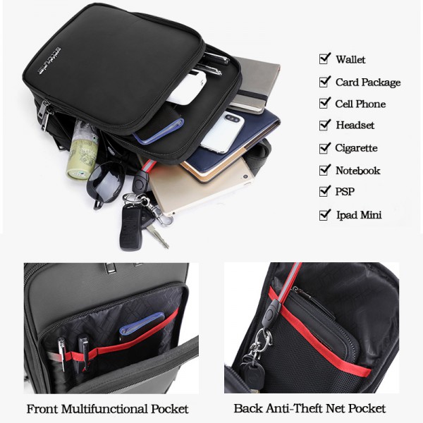 ARCTIC HUNTER τσάντα Crossbody XB00111-BK, αδιάβροχη, μαύρη