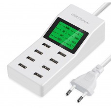 USB φορτιστής 8 θέσεων με LCD monitor YC-CDA6, 5V 0.5A έως 2.1A