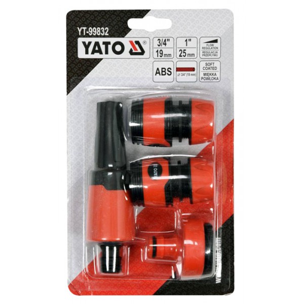 YATO σετ εκτοξευτής νερού YT-99832, με ρακόρ, 2 ταχυσυνδέσμους, 4 τμχ
