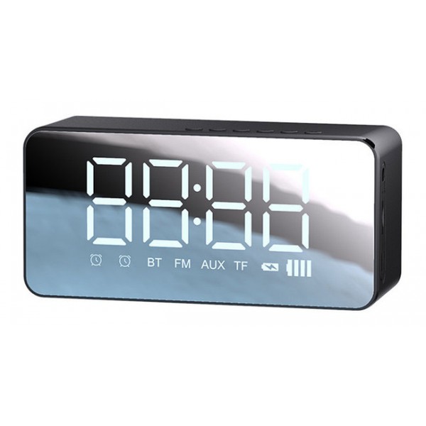 USAMS multi-functional ρολόι & ηχείο YX7LY01, BT/3.5mm/micro SD, μαύρο