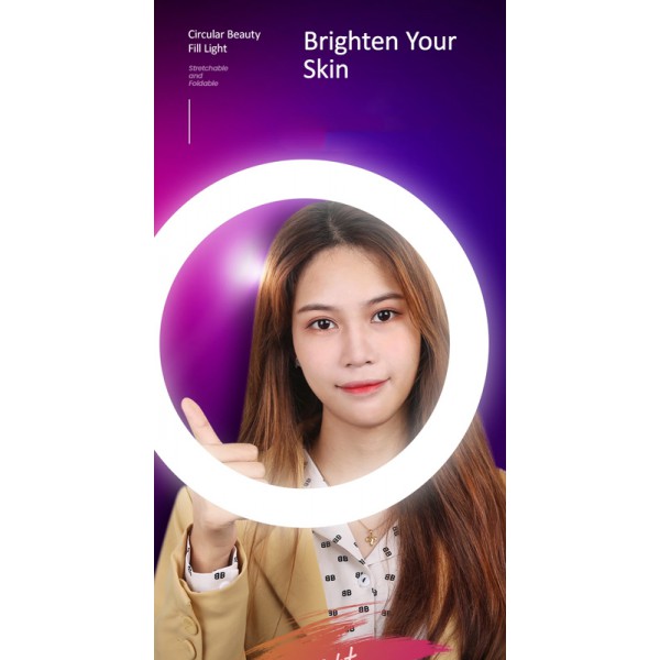 USAMS φωτιστικό δαχτυλίδι με βάση κινητού US-ZB120, λευκό USAMS φωτιστικό δαχτυλίδι με βάση κινητού US-ZB120, λευκό