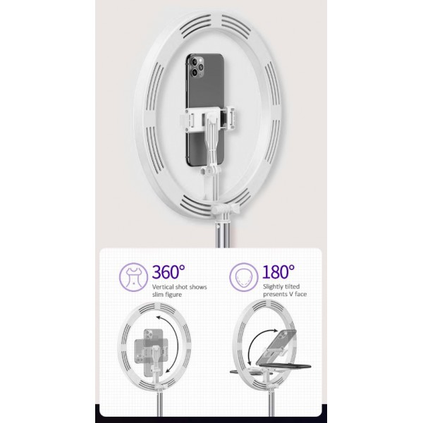 USAMS φωτιστικό δαχτυλίδι με βάση κινητού US-ZB120, λευκό USAMS φωτιστικό δαχτυλίδι με βάση κινητού US-ZB120, λευκό