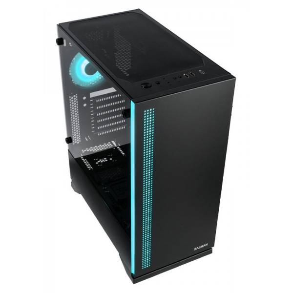 ZALMAN PC case S5 mid tower 398x212x465mm, 2x fan, διάφανο πλαϊνό, μαύρο