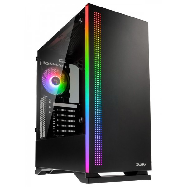 ZALMAN PC case S5 mid tower 398x212x465mm, 2x fan, διάφανο πλαϊνό, μαύρο