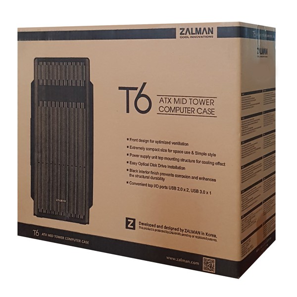 ZALMAN PC case T6, mid tower, 377x200x430mm, 1x fan