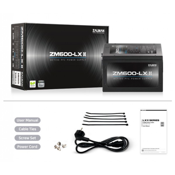 ZALMAN τροφοδοτικό 600W ZM600-LXII, Active PFC, SLI Ready
