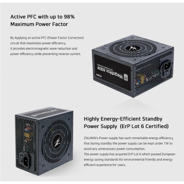 ZALMAN τροφοδοτικό MegaMax 700W ZM700-TXII, Active PFC, 80 plus